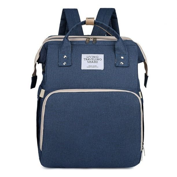 Mochila 3 En 1 Pañalera Cuna Y Mudador Portátil Para Bebés Azul-1