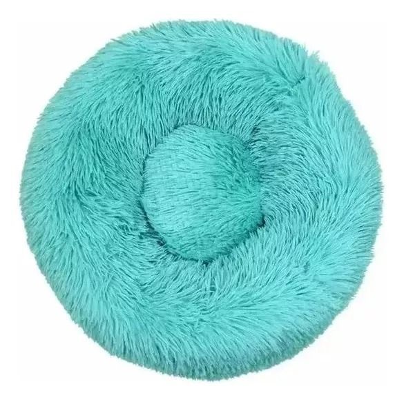 Cama Felpa Peludas De 60 Cm Para Mascotas Perros Celeste-0