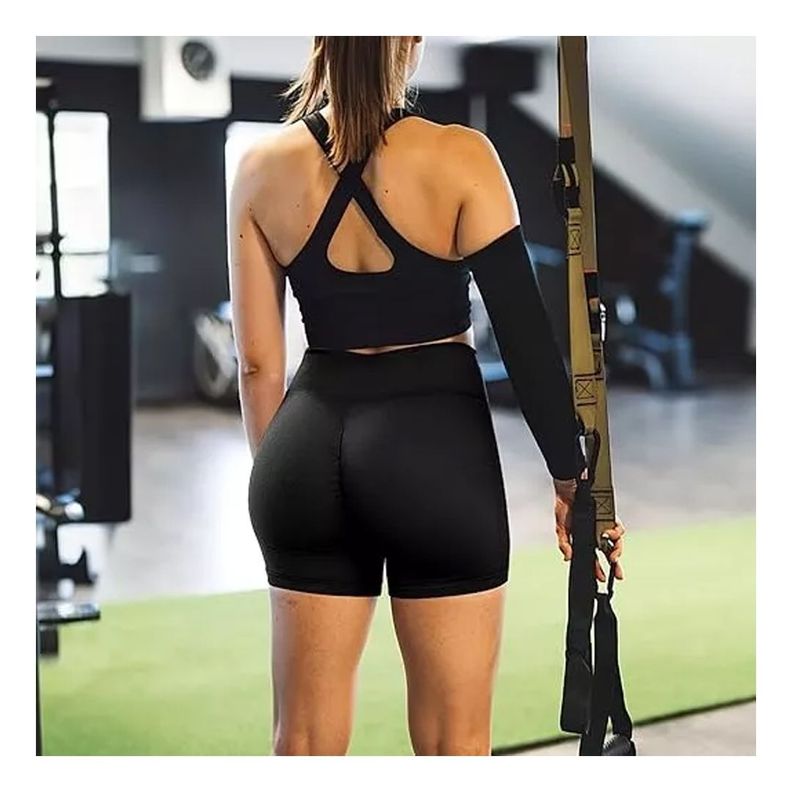 2 Short Mujer Calza Deportiva Short Push Up Levanta Cola Negro-4