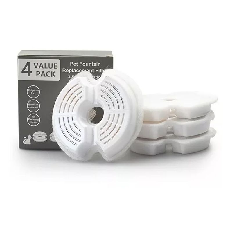 Pack De 4 Filtros De Repuestos Para Fuente/ Acero Inoxidable Gris Oscuro