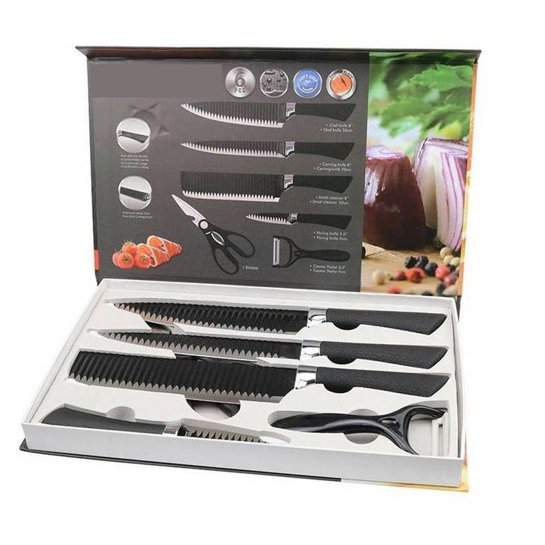 Set De 6 Cuchillos Juego Cuchillos Cocina Tijera -0