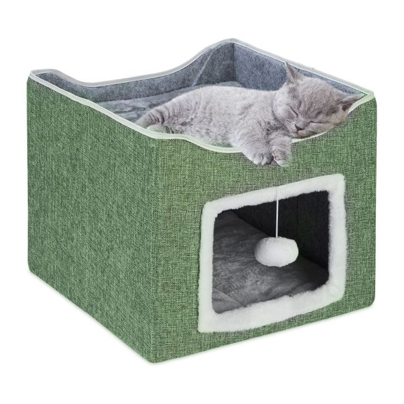Casa Cueva Gato Plegable Mascotas Pet Verde