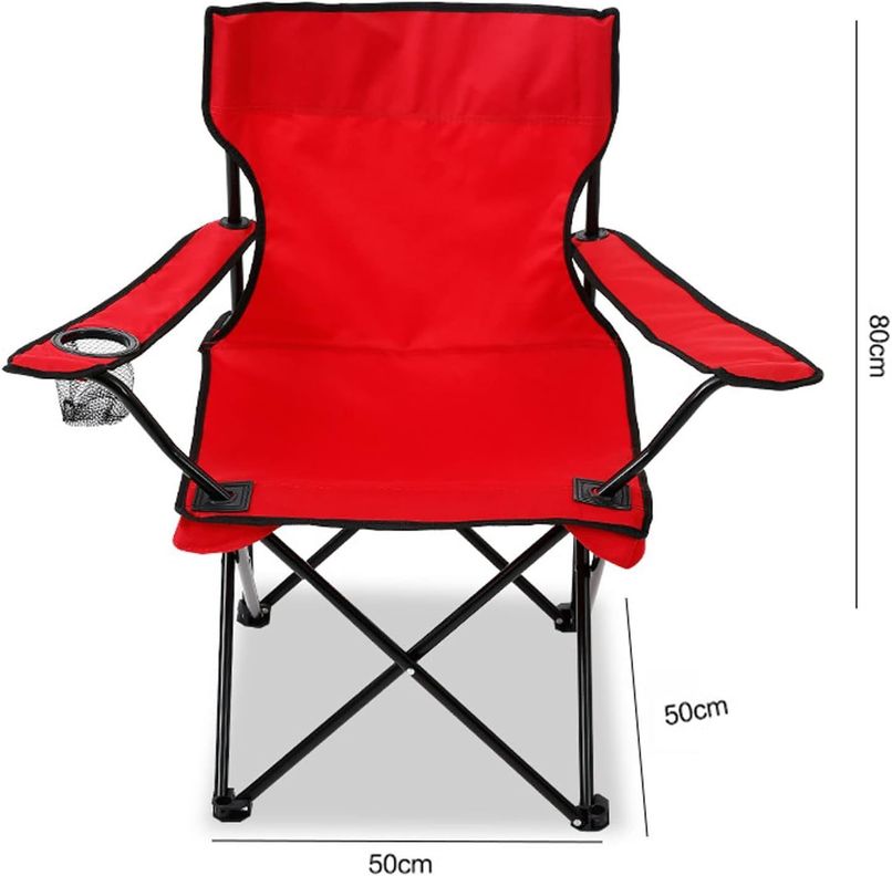 Silla Plegable Portátil Para Camping Playa + Bolsa Rojo-1