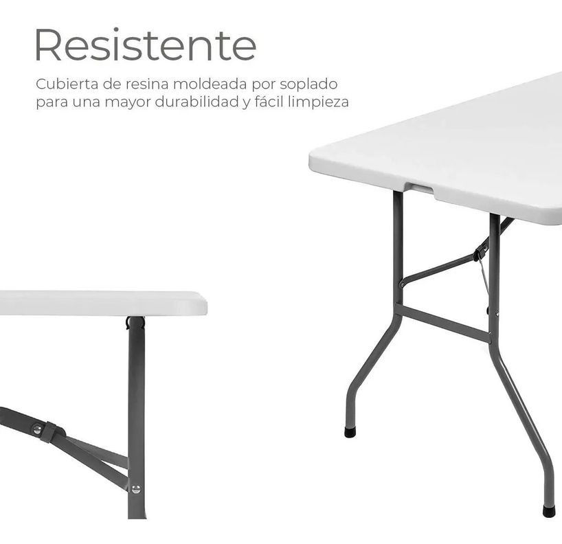 Mesa Plegable Camping 180 X 75 Cms Portátil Color Blanco-1
