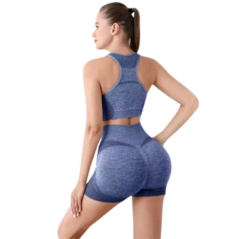 Conjunto Deportivo Mujer Gym Yoga Levanta Gluteos Azul-0