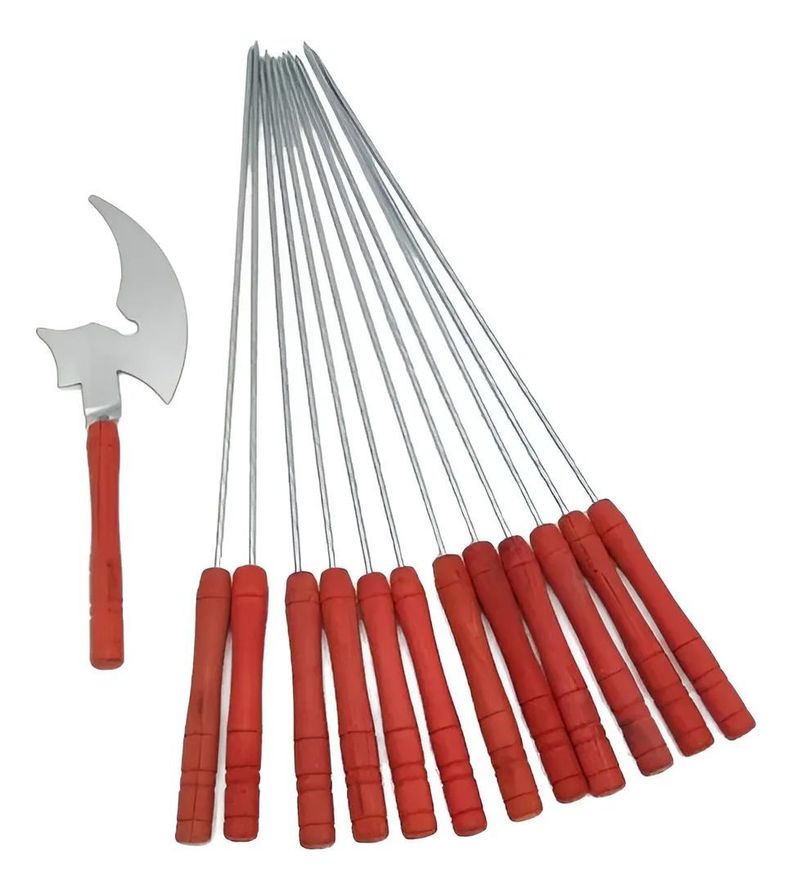 24 Fierritos Anticucho Brocheta Pincho Acero 32 Cm Asado