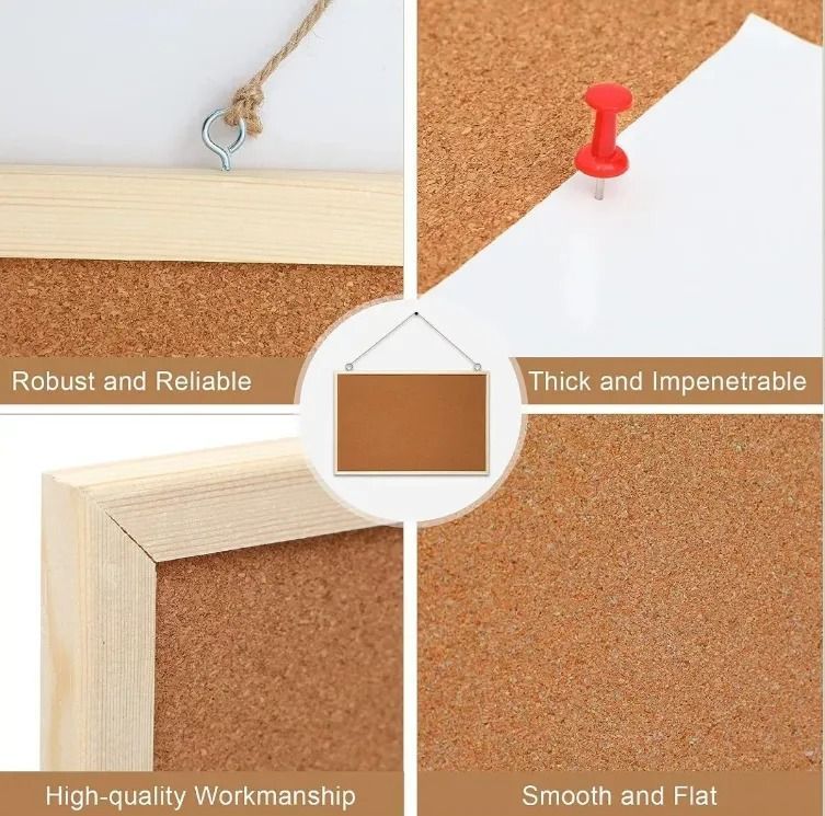 Pizarra Corcho 40x60 Cm Borde Madera Resistente Y Chinchetas-3