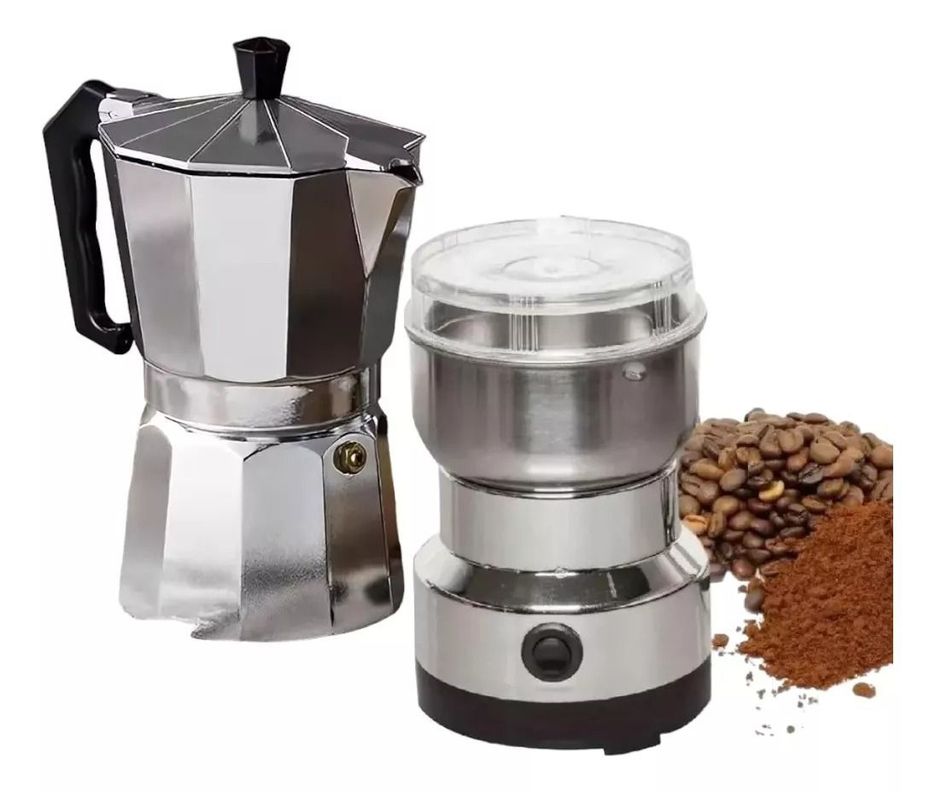 Cafetera Italiana Express 6 Tazas + Moledor Eléctrico Café-0