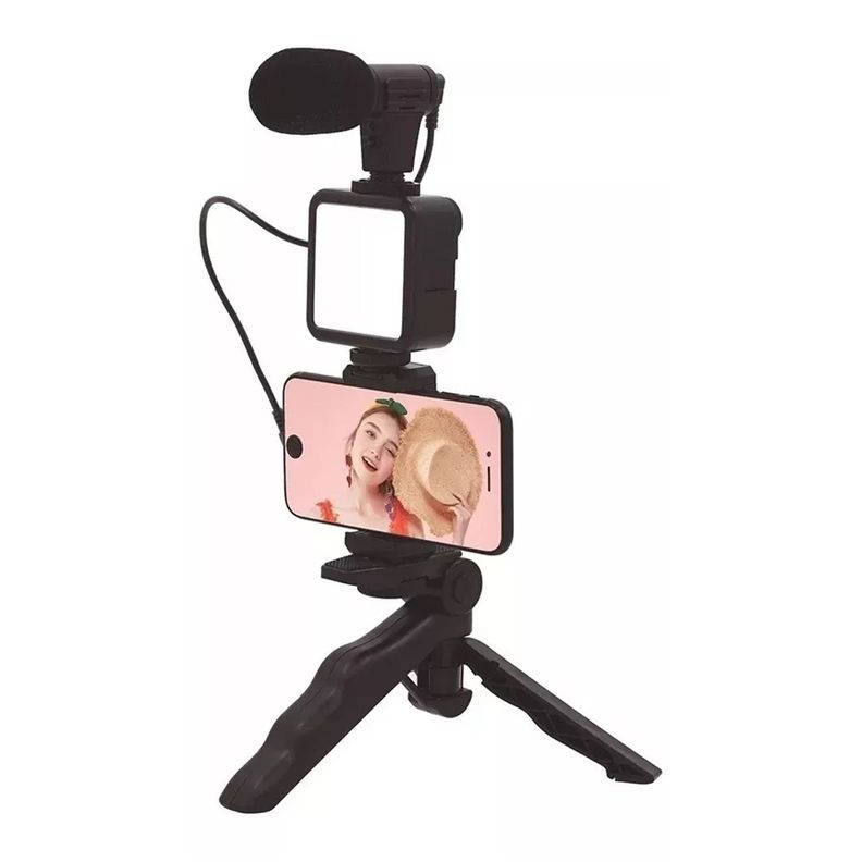 Kit De Grabacion Micrófono Luz Led Soporte Tripode-7
