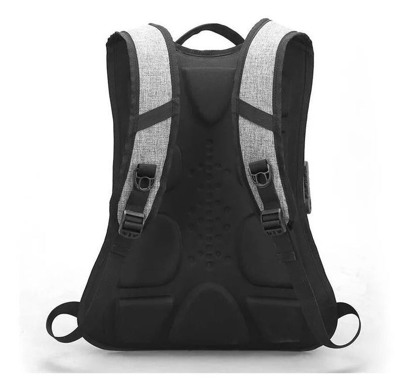 Mochila Ejecutiva Usb Porta Notebook Y Candado gris -1