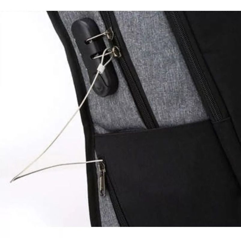 Mochila Ejecutiva Usb Porta Notebook Y Candado gris -2