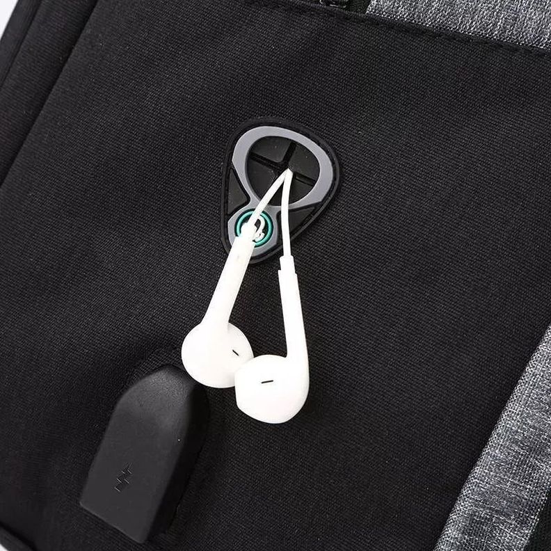 Mochila Ejecutiva Usb Porta Notebook Y Candado gris -6