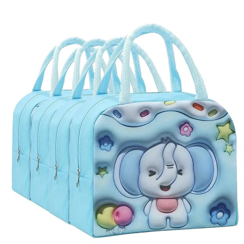 4 Bolso Termico Tipo Lonchera Con Efecto 3d Celeste-0