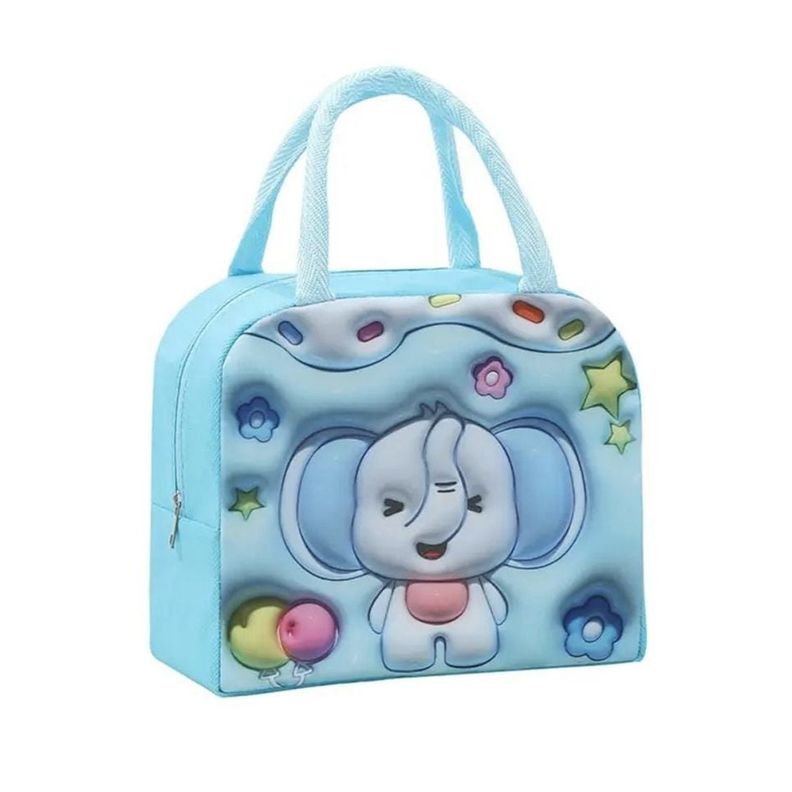 4 Bolso Termico Tipo Lonchera Con Efecto 3d Celeste-1