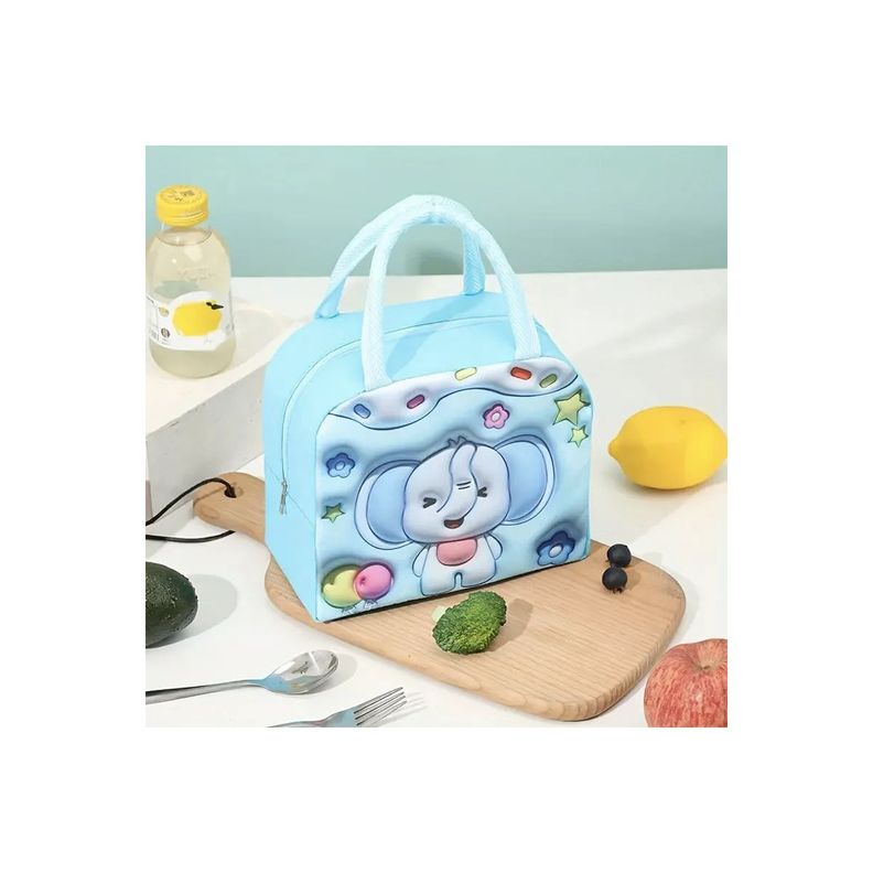 4 Bolso Termico Tipo Lonchera Con Efecto 3d Celeste-2