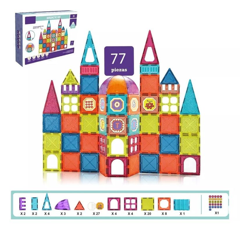 Bloques De Construcción Magneticos - Set De 77 Piezas-0