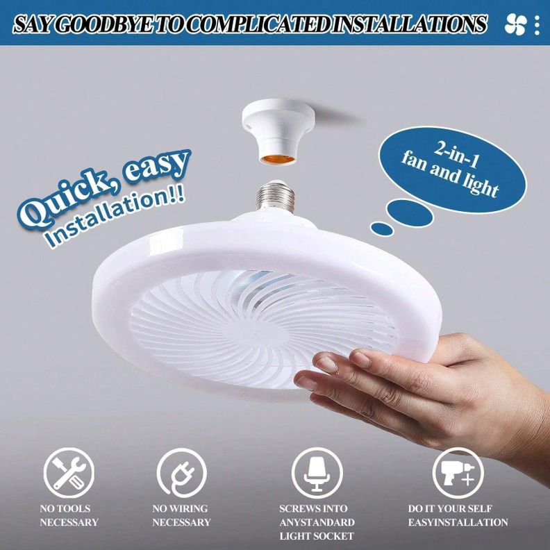 Ventilador Ampolleta Para Soquete E27 De Techo Luz Blanco-1