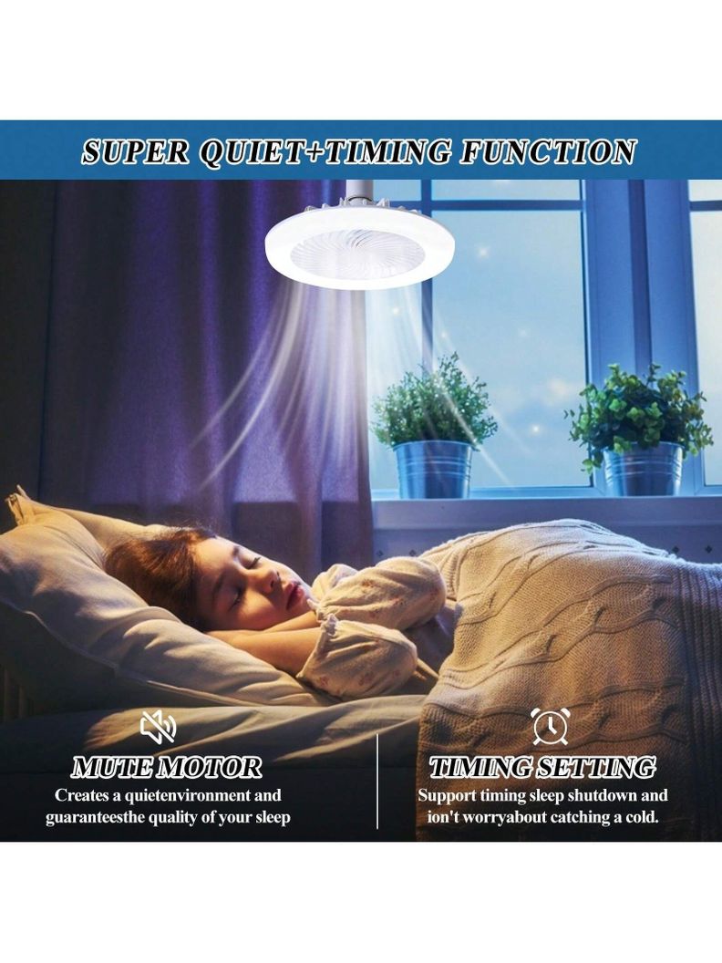 Ventilador Ampolleta Para Soquete E27 De Techo Luz Blanco-2