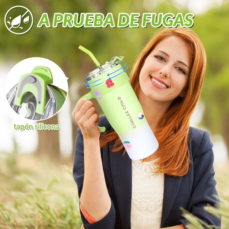 Vaso Térmico Mug De Acero Inoxidable 1.2 L Con Frio Y Calor Verde-6