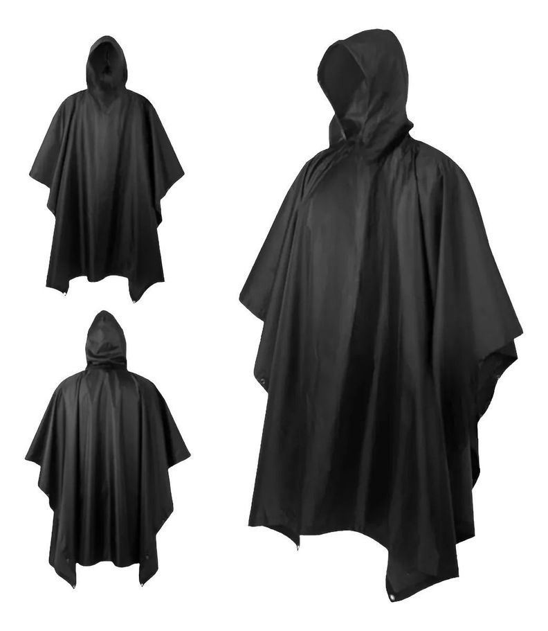 Poncho Capa Impermeable Grueso Con Capucha Para Lluvia-0