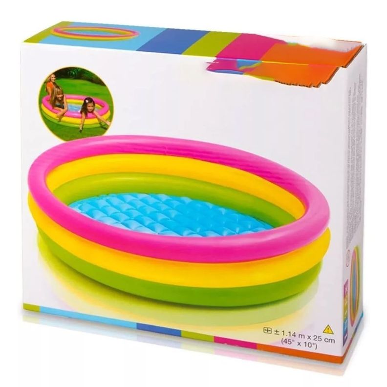 Piscina Inflable Redondo Rosa, Amarilla Verde-2