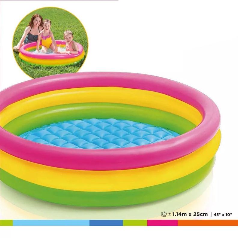 Piscina Inflable Redondo Rosa, Amarilla Verde-4