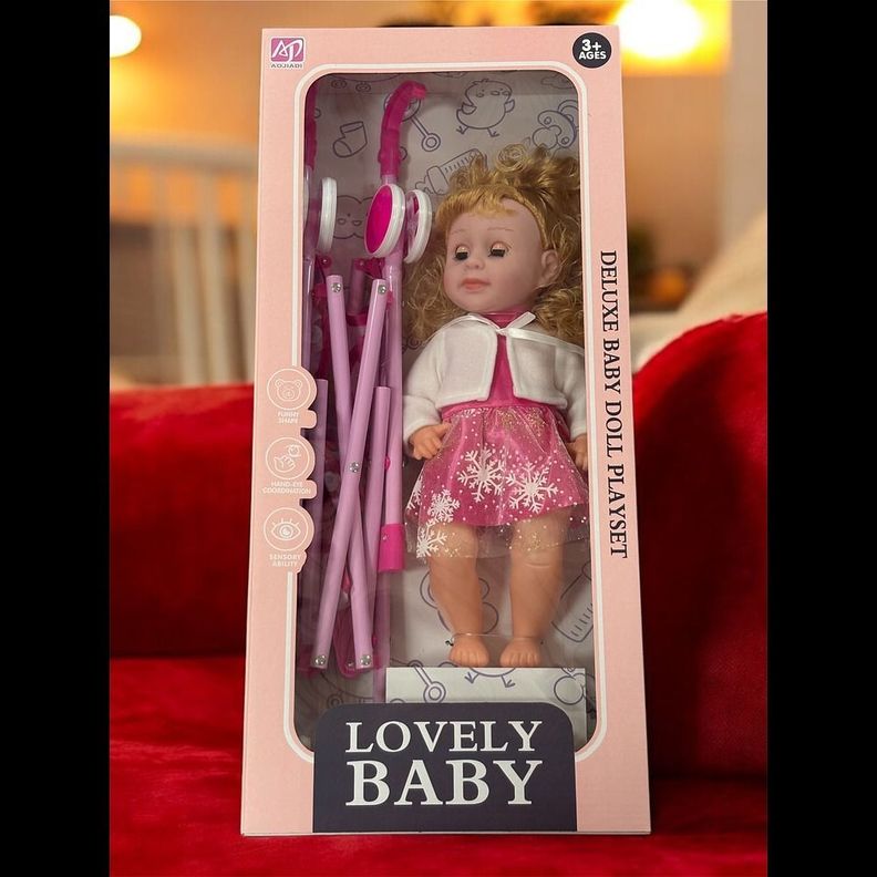 Coche Metálico Con Muñeca Juego Bebé-3