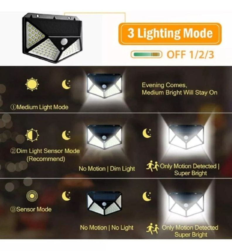 Foco Con Sensor Movimiento Foco Led Solar Exterior 100 Leds-2