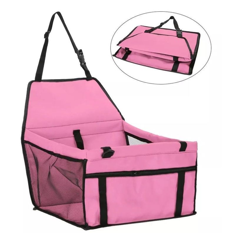 Asiento Portatil De Seguridad Para Mascotas Perros Y Gatos Color Rosa