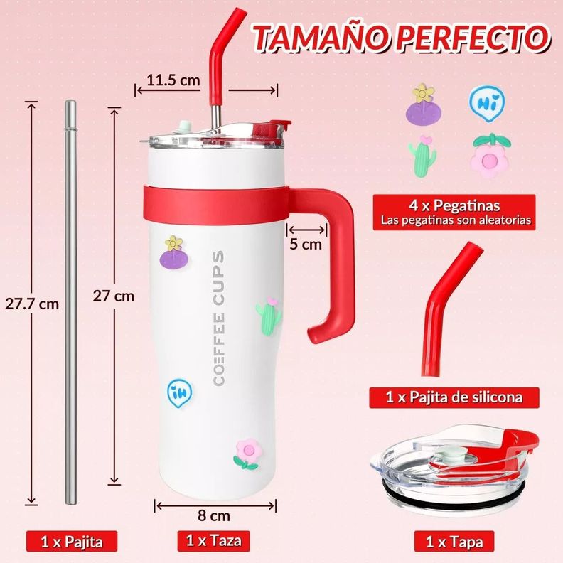 Vaso Térmico Mug De Acero Inoxidable 1.2 L Con Frio Y Calor Blanco-5