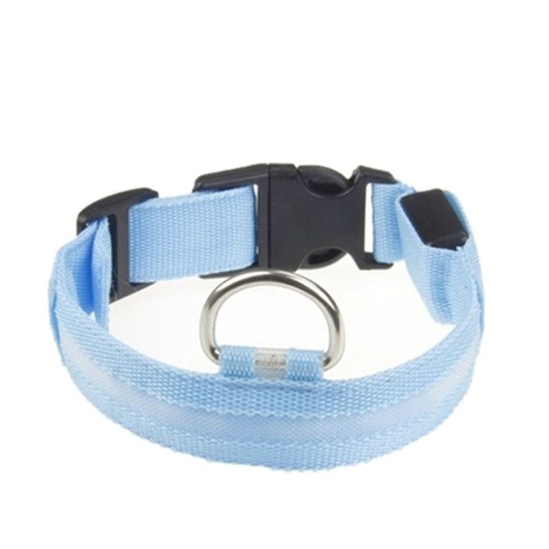 Collar Con Luz Led Para Perros Gatos Talla M Celeste-0