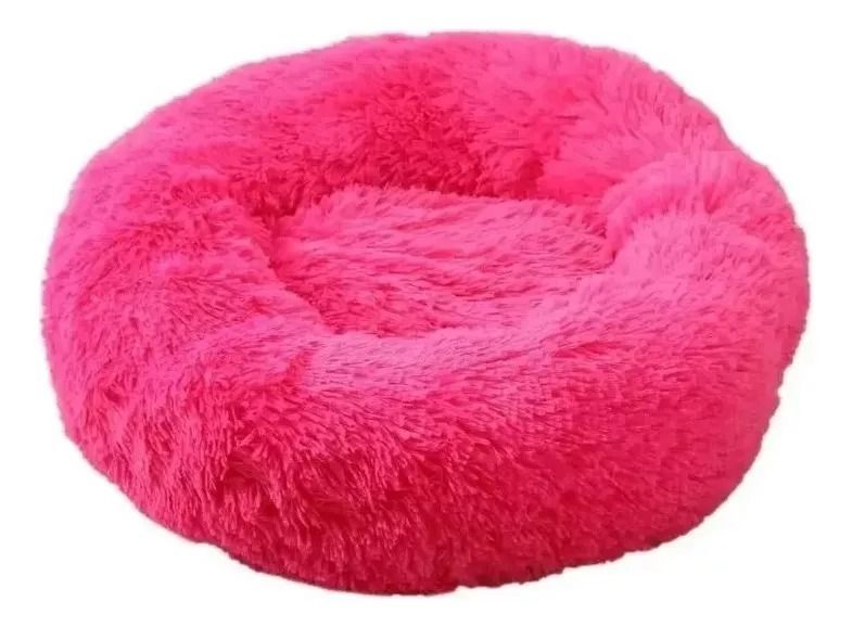 Cama Felpa Peludas De 70 Cm Para Mascotas Perros Fucsia -1