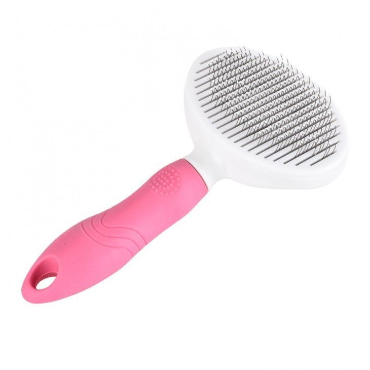 Cepillo Mascota Deslanador Pelo Limpio Rosa-0