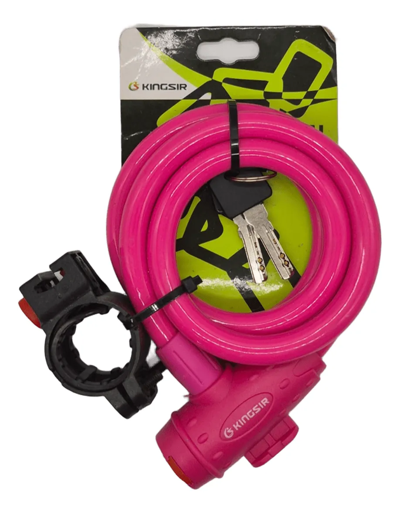 Candado Para Bicicleta Moto Traba Cadena Seguridad Multiuso Rosado