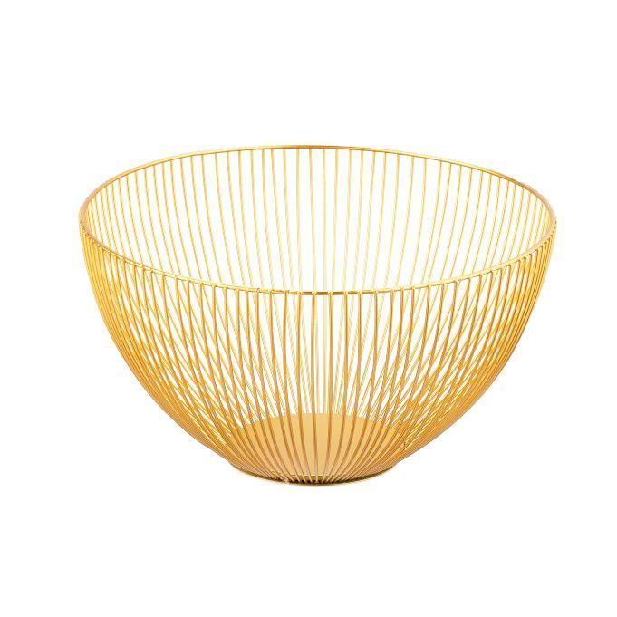 Frutero Cesta Metal Dorado 27x15 cm-0