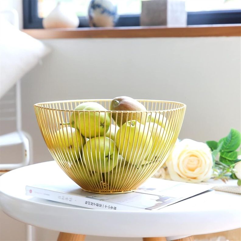 Frutero Cesta Metal Dorado 27x15 cm-1