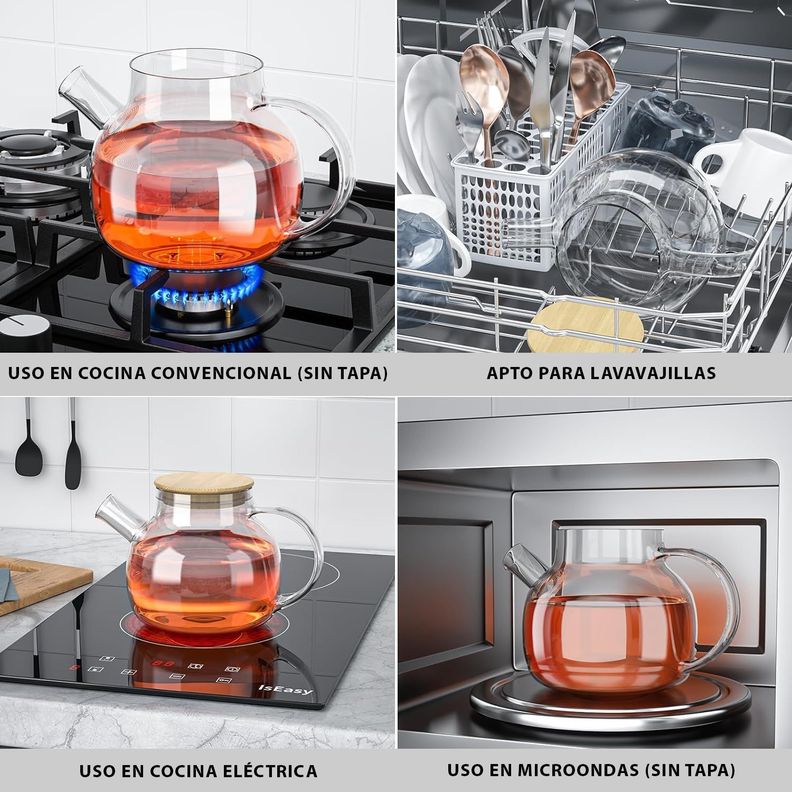 Tetera de Vidrio Borosilicato Resistente al Fuego 1Lt.-2