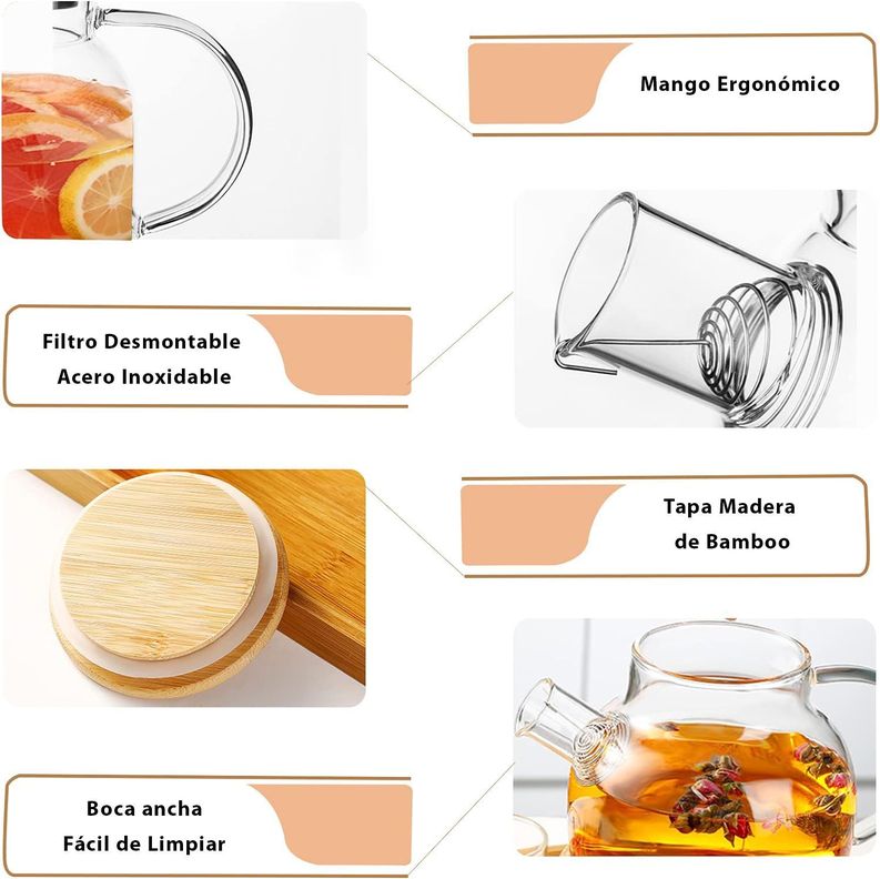 Tetera de Vidrio Borosilicato Resistente al Fuego 1Lt.-3
