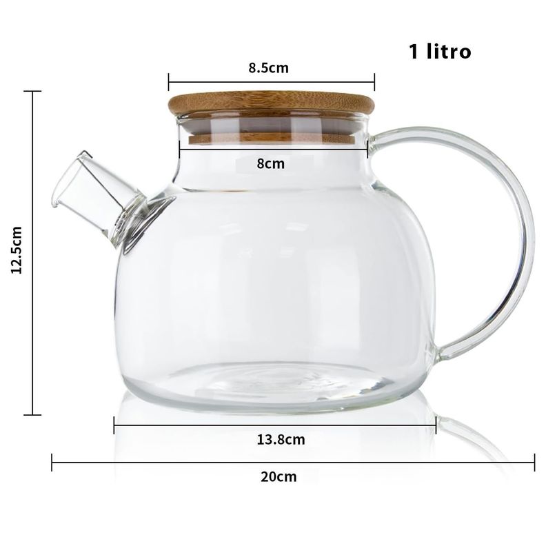 Tetera de Vidrio Borosilicato Resistente al Fuego 1Lt.-4
