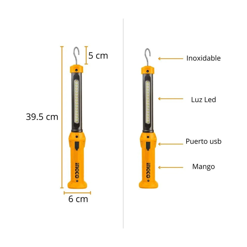 Pistola Llave de Impacto 400 Nm + 2 bat + 10 dados + Linterna Ingco-4