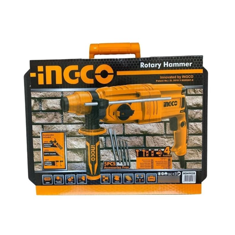 Rotomartillo Eléctrico Ingco 800w 2.5j Sds Plus + Accesorios Rgh9028-4