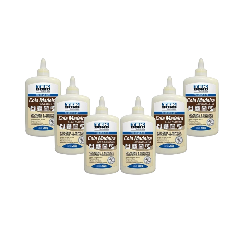 Pack 6 Cola Fría Para Madera Tekbond 250 Gr -0