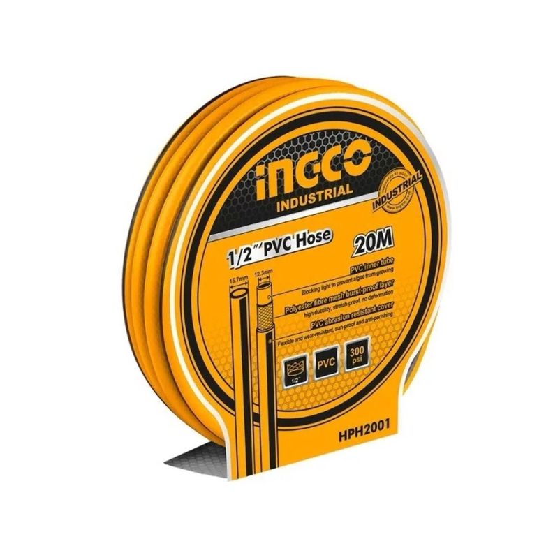 Manguera Industrial Reforzada Ingco Pvc 1/2 X 20 Mt 300 Psi-1