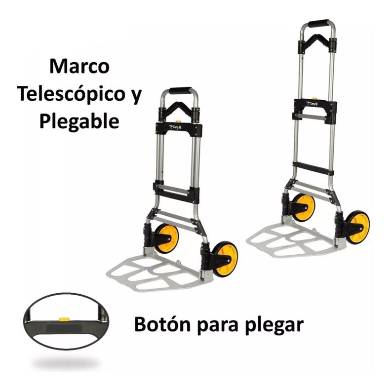Carro Plegable Tipo Yegua Con Asa Acero 150 Kg 52x50x115 Cm-4
