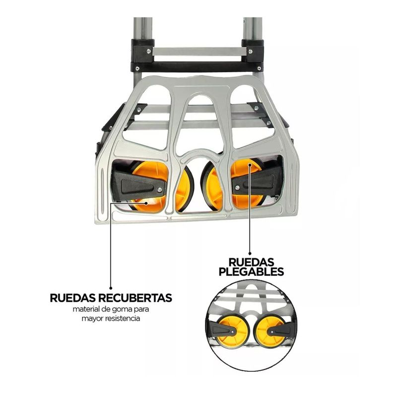 Carro Plegable Tipo Yegua Con Asa Acero 150 Kg 52x50x115 Cm-5