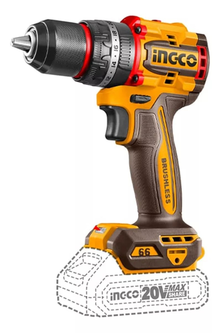 Taladro Atornillador Percutor Bl 13mm 20v Ingco Cidli206681-0
