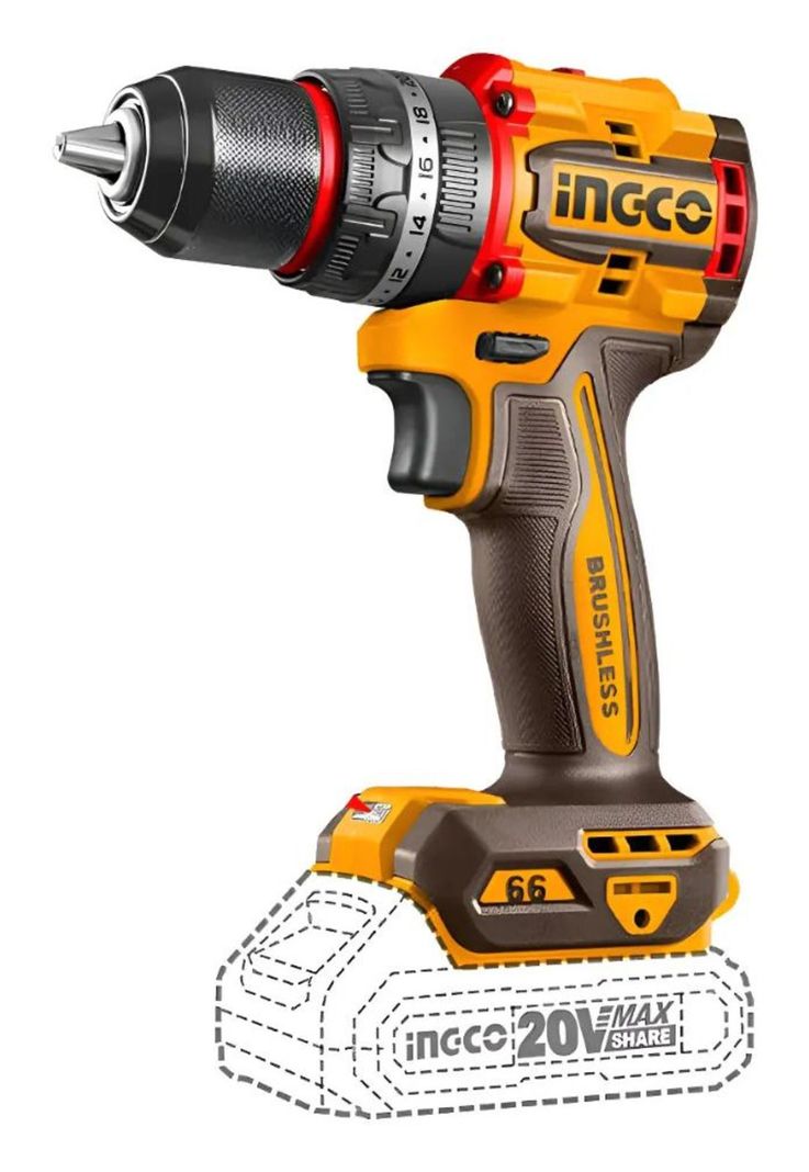 Taladro Atornillador Percutor 13mm Ingco Cidli206681 Color Amarillo 50hz/60hz 1-2
