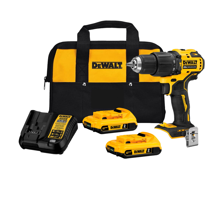Taladro Percutor Ina Dewalt Atomic 13mm 20v S/carbones + 2 Baterias + Cargador + Bolso Dcd709d2-0