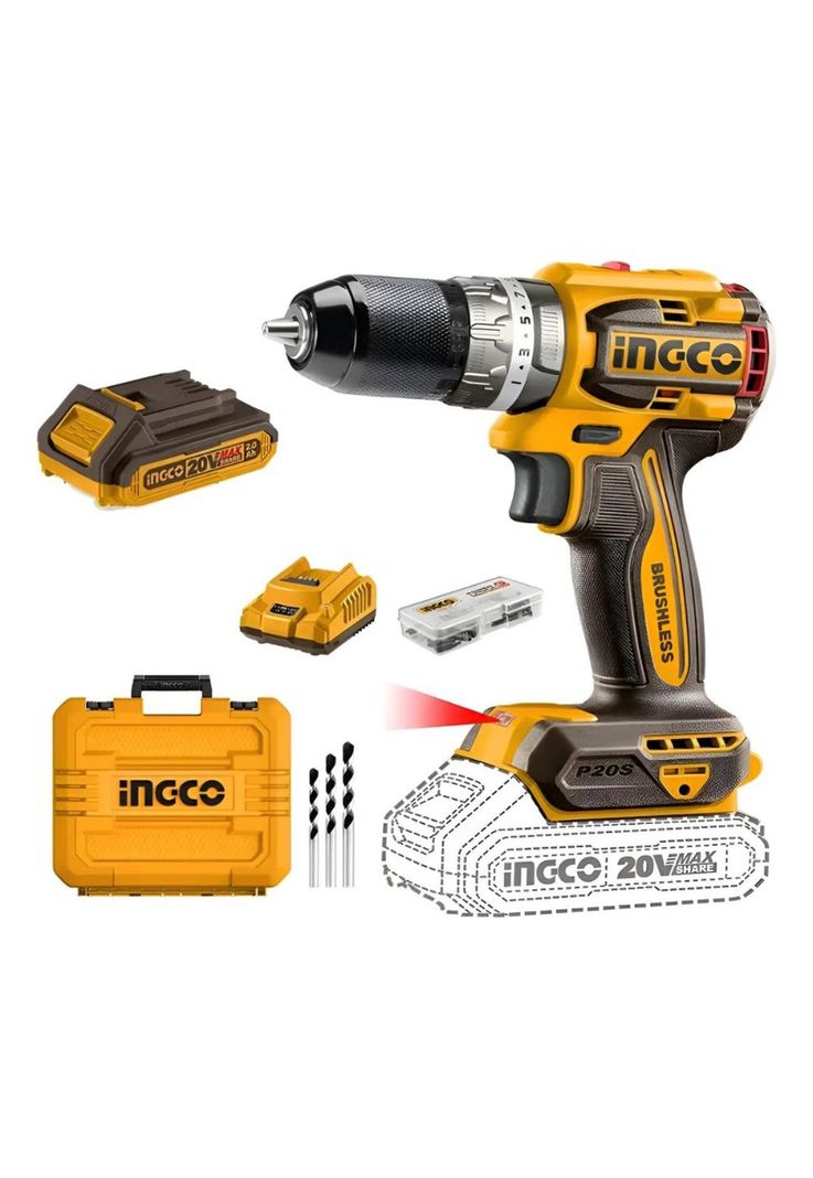 Taladro Atornillador Ingco Brushless +bat+ Carg Cidli20602-7 Naranja/marron 50 Hz/60 Hz 1-2