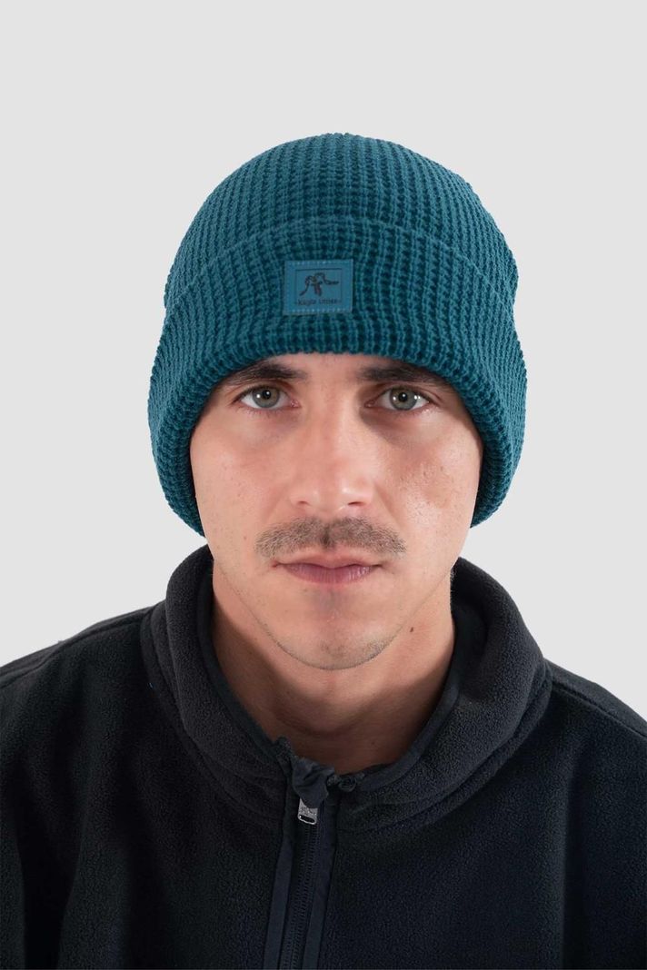 Gorro Beanie Waffle Logo Petrol-0